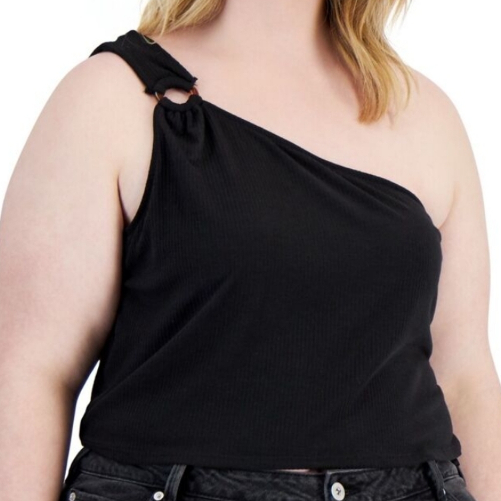 NWT Love, Fire 3X One-Shoulder Ribbed Cropped Tank AC-2595